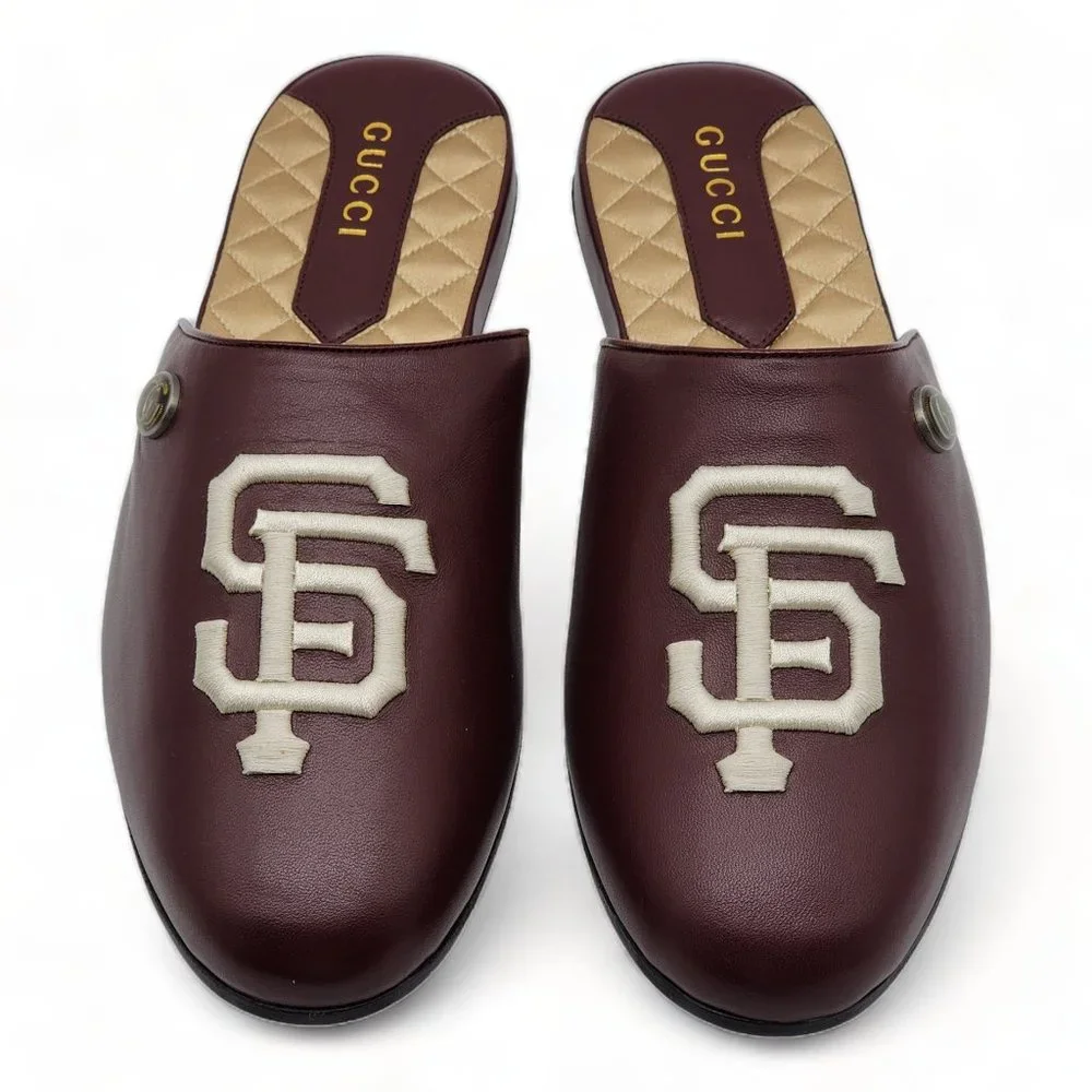 Gucci x SF Giants MLB Leather Open Slip On Loafers - NWB